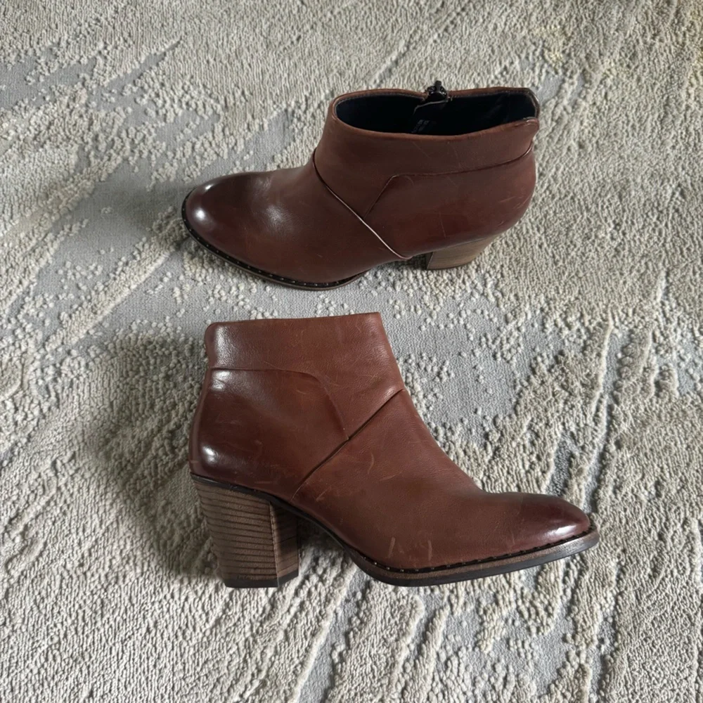Paul Green Chestnut Leather Ankle Boots - Picture 2 of 12